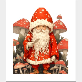 Santa Claus: Santa is the Mushroom (Amanita Muscaria Mushroom) on a light (Knocked Out) background Posters and Art